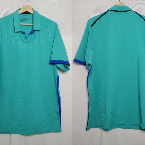 Nike Golf Tournament Performance Short Sleeve Polo‎ Green Blue Black Large L - Picture 1 of 8